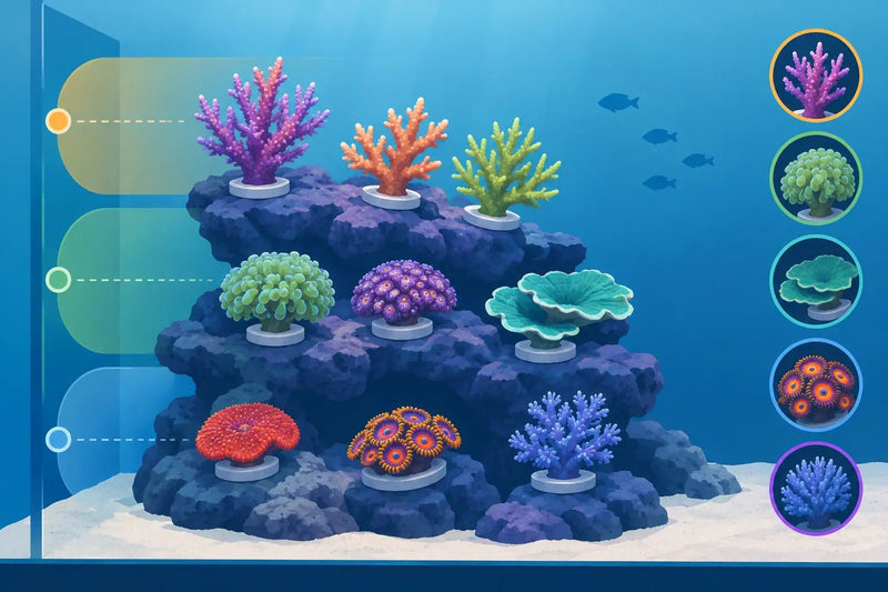 Coral Frag Placement by Species for Reef Tanks