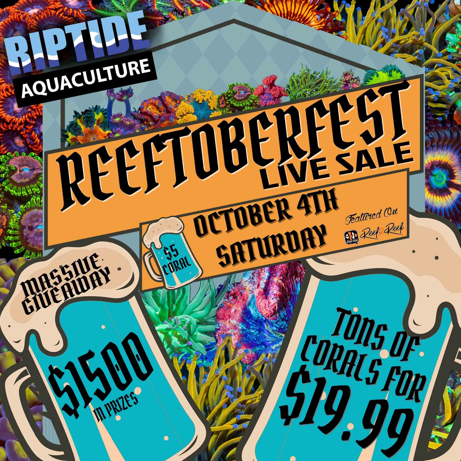 Live Sale - 3PM - riptide aquaculture llc
